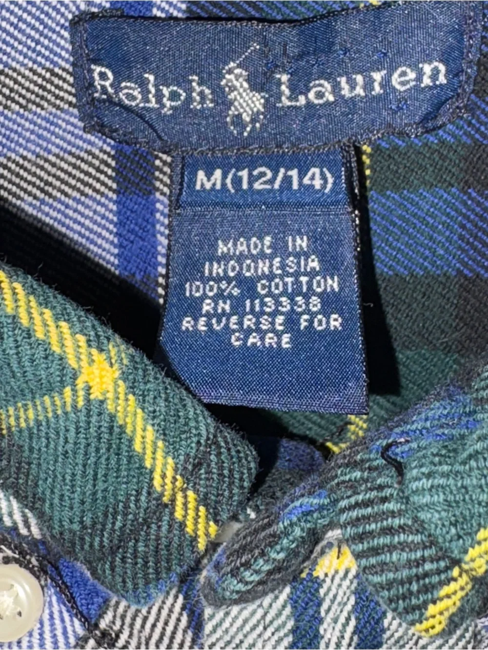 NWOT vintage Ralph Lauren tartan plaid flannel shirt boy's M 12/14